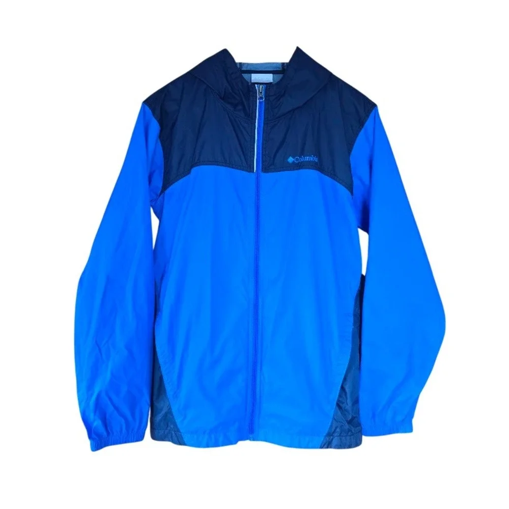 Columbia‎ Windbreaker Jacket Kids XL 18/20 Blue Navy Gorpcore Outdoorsy Raincoat